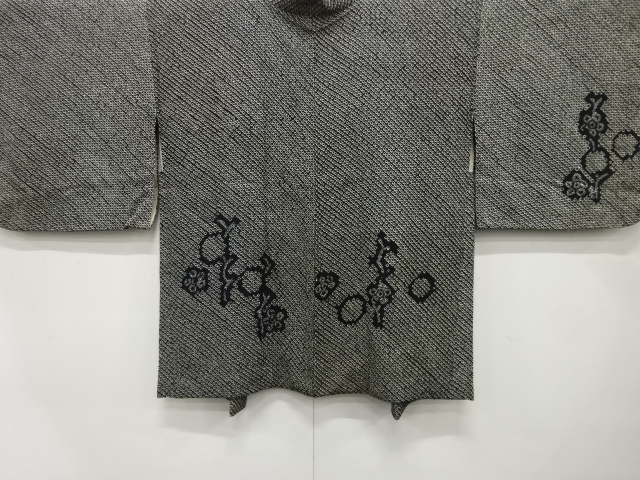 JAPANESE KIMONO / ANTIQUE HAORI / SILK / ALL SHIBORI / FLORAL PLANTS